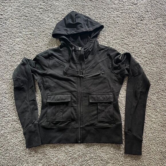 Lululemon Carry and Go Hoodie Sweatshirt Full Zip Pockets Jacket Black Women’s S - Picture 1 of 8